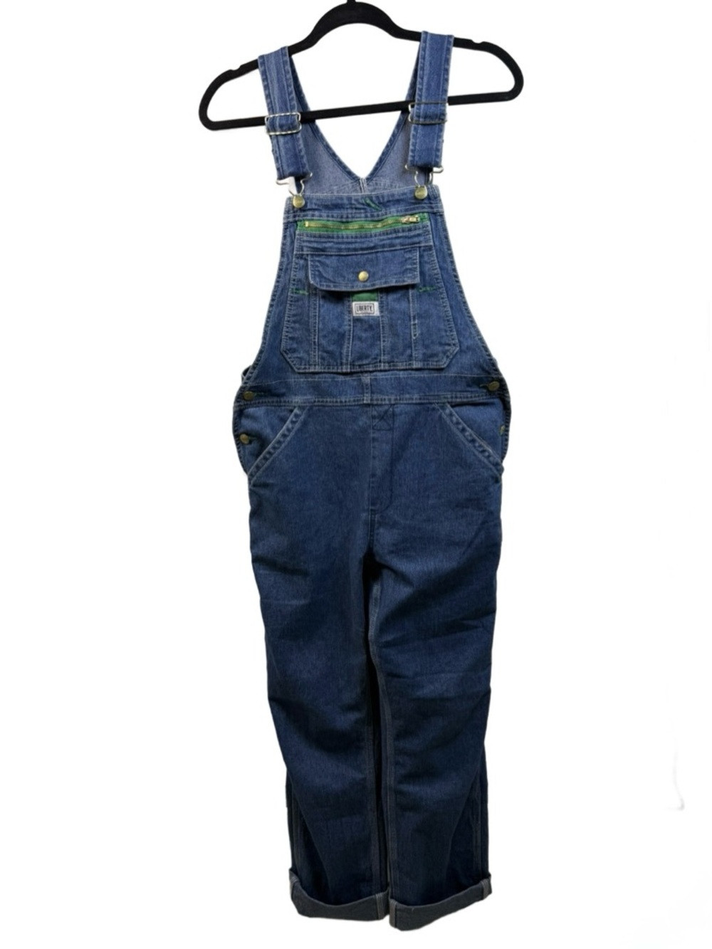 liberty Dark Blue Denim Overalls with Green Accent